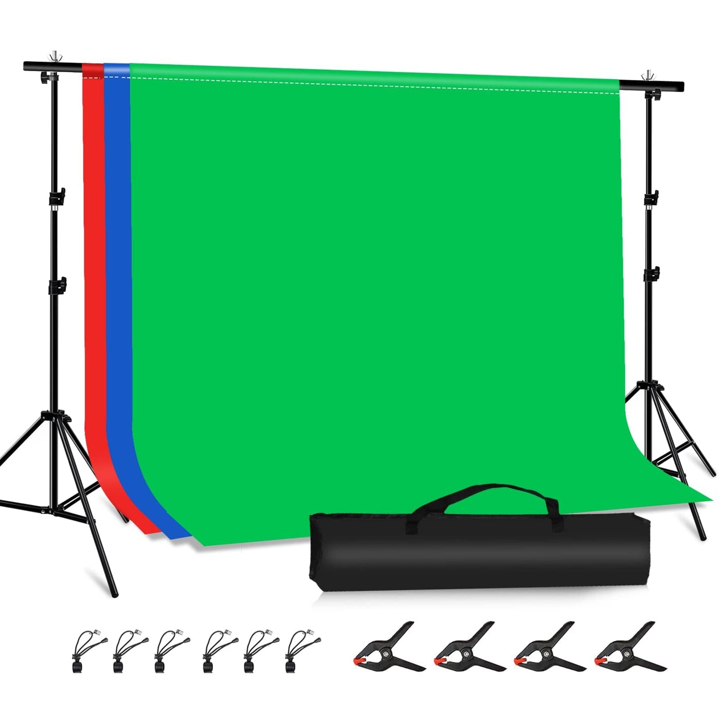 Green Screen Backdrop Kit with Stand, PULUZ 3.2x6.5ft Portable GreenScreen Background Stand, T-Shape Green Screen Stand kit with Clamp Carrying Bag for Streaming Video and Photography Shoots