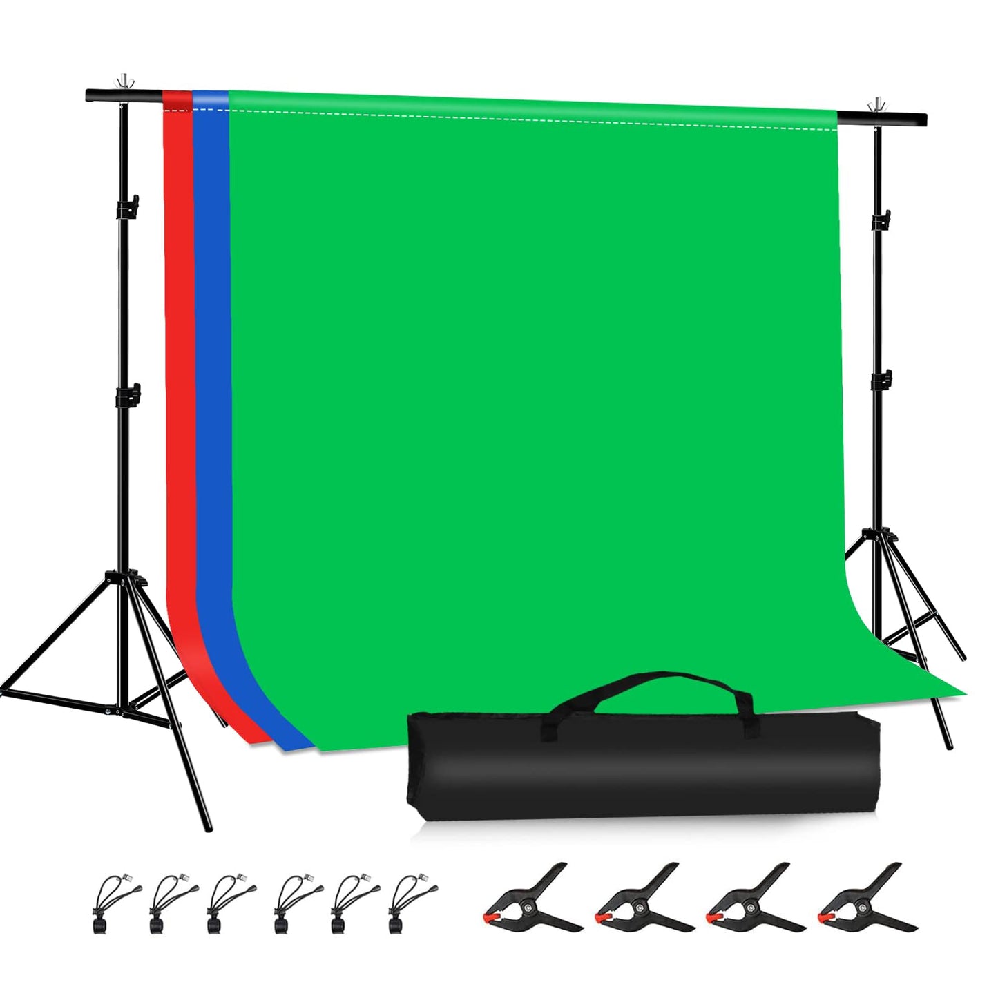 Green Screen Backdrop Kit with Stand, PULUZ 3.2x6.5ft Portable GreenScreen Background Stand, T-Shape Green Screen Stand kit with Clamp Carrying Bag for Streaming Video and Photography Shoots