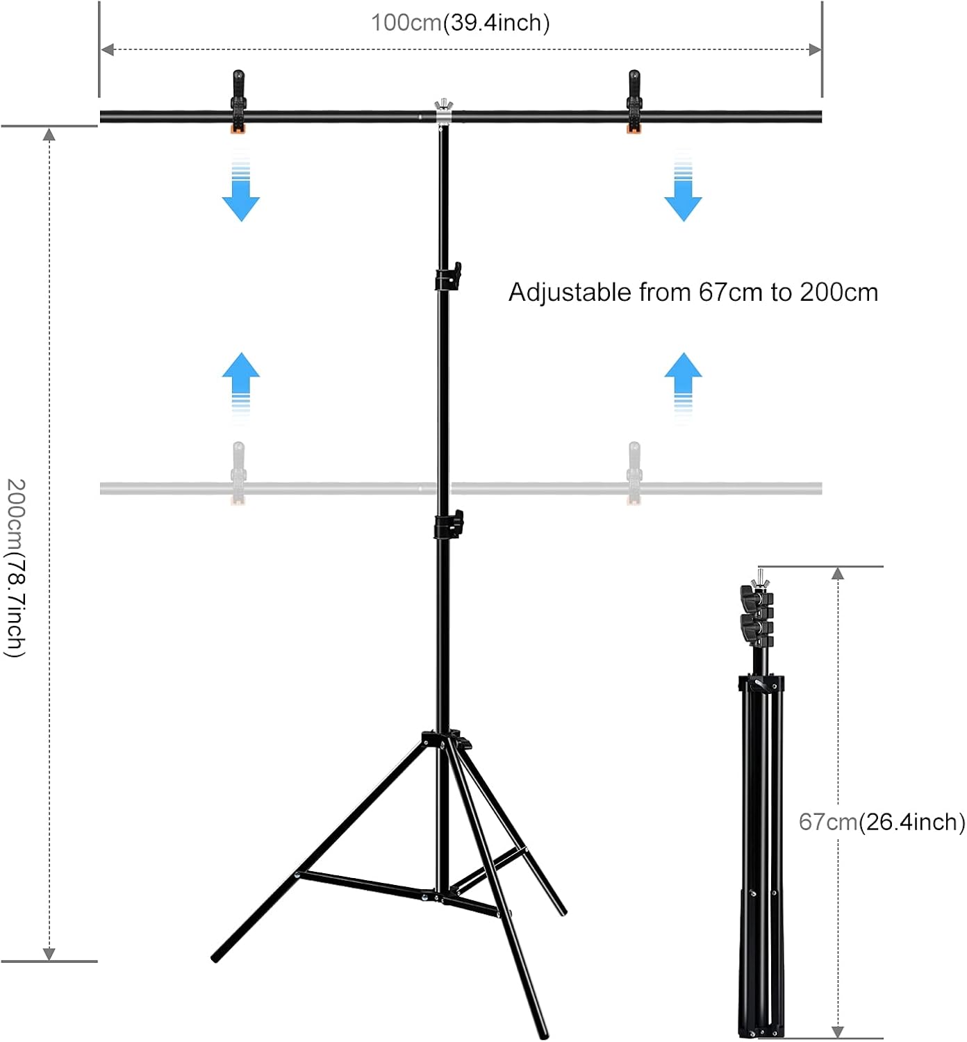 Green Screen Backdrop Kit with Stand, PULUZ 3.2x6.5ft Portable GreenScreen Background Stand, T-Shape Green Screen Stand kit with Clamp Carrying Bag for Streaming Video and Photography Shoots