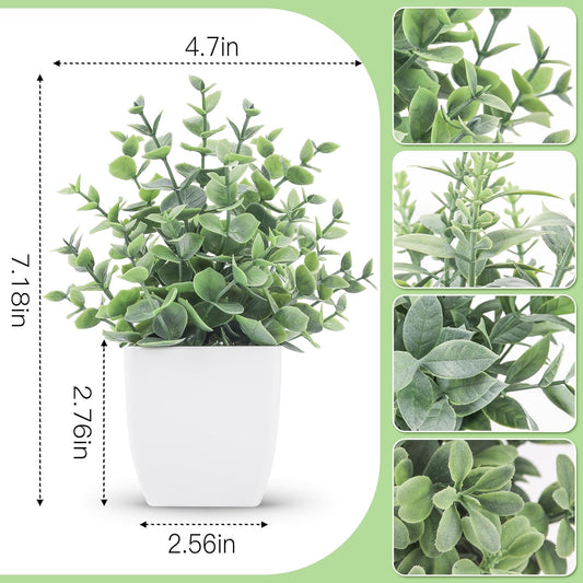 Der Rose 4 Pack Fake Plants Mini Artificial Greenery Potted Plants for Home Decor Indoor Office Table Room Farmhouse Bathroom Decor